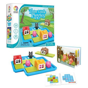 SmartGames Three Little Piggies - Deluxe Cognitive Skill-Building Puzzle Game featuring 48 Playful Challenges for Ages 3+