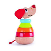 Hape Pepe Sound Stacker| Rainbow Wood Sound Stacker, Cute Puppy Animal Toy for Toddlers 12months and Up, Multi (E0448)