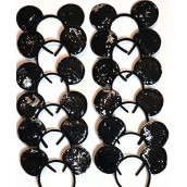 CLGIFT 12 x Mickey Ears Solid Sequin Black Headband for Boys and Girls Birthday Party Celebration Event /DIY headband/