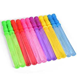 FUN LITTLE TOYS 12Packs 14" Big Bubble Wands Pack Assorted Colors for Outdoor/Indoor, Super Value Pack of Summer Toy Easter Bubbles Party Favors, 1 Dozen
