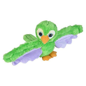 Wild Republic Huggers Green Parrot Plush Toy, Slap Bracelet, Stuffed Animal, Kids Toys, 8"