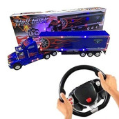 Big Daddy 2017 2.0 Series Extra Large Super Duty Tractor Trailer with Light & Music (Colors May Vary) Black & Blue