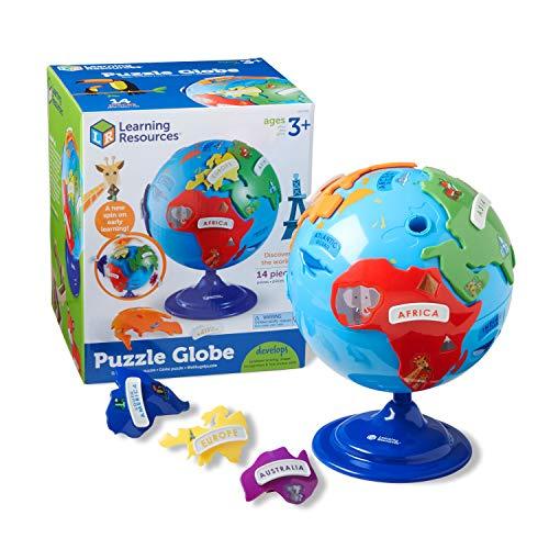 Learning Resources Puzzle Globe, 3-D Geography Puzzle, Fine Motor, Easter Games, Easter Gifts for Kids, 14 Pieces, Ages 3+