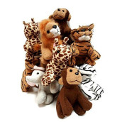 Playscene Suede Jungle/Zoo Animals, Assorted Suede Plush Jungle Animals (12 Piece Set)