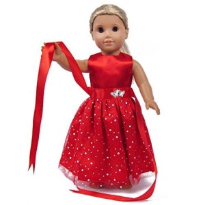 18 inch Girl Doll Clothes and Accessories - Beautiful Red Dress with Dots Outfit for 18 Inch Dolls