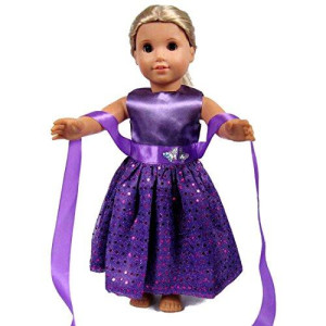 18 Inch Doll Clothes - Beautiful Purple Dress with Dots Outfit Fits 18" American Girl Dolls, My Life Doll, ZKB07
