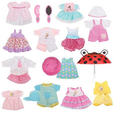 Huang Cheng Toys 12 Pcs Set Handmade Baby Doll Clothes Dress Outfits Costumes for 12 13 14 15 inch Doll,Doll Hat Umbrella Mirror Comb Girl Christmas Birthday Gift for Little Girl