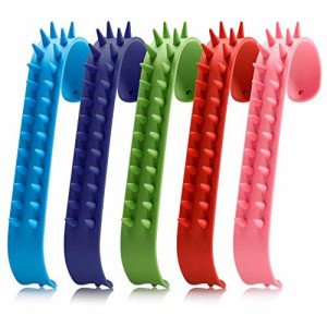 Sypen Sensory Fidget Toy Spike Slap Bracelets (BPA/Phthalate/Latex-Free)- Soft Silicone Spiky Stress Relief Snap Bands- Perfect for Christmas Stock Stuffers, Pack of 5- Assorted Colors