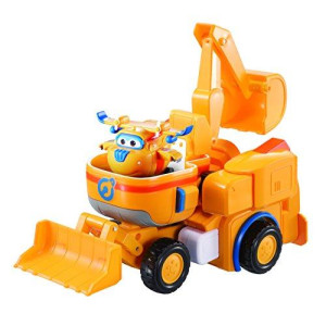 Super Wings 7" Donnie's Dozer Playset with 2" Transform-a-Bot Donnie Mini Figure, Transforming Airplane Toy Vehicle, Plane to Robot, Birthday Gift For Preschool Kids 3 4 5 year old Boys And Girls