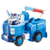 Super Wings 7" Paul's Police Cruiser with 2" Transform-a-Bot Paul Mini Figure, Transforming Airplane Toys Vehicle Set, Fun Preschool Toy Plane for 3 4 5 Year Old Boys and Girls, Birthday Gift