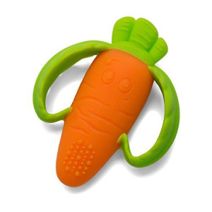 Infantino Lil Nibble Teethers Carrot - Christmas Gift for Sensory Exploration and Teething Relief, Silicone Soft-Textured teether for Sensory Exploration and Teething Relief, Easy to Hold Handles