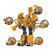 5 Pack TransTruck Transforms to Tractor and Robot Action Figures Combine into 1 Giant Robot - Holiday, Birthday Gift Tractors Robots Toys for Kids