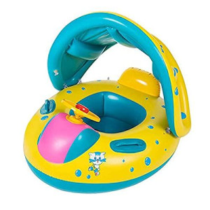 Wishliker Inflatable Baby Toddler Pool Float Swimming Ring with Sun Canopy for The Age 6-36 Months
