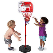 Kiddie Play Toddler Basketball Hoop Toy Set Adjustable Height Stand Up to 4 ft Indoor & Outdoor Play