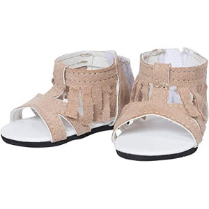 The New York Doll Collection Tan Fringed Sandals Fits 18 inch/46cm Dolls - Shoes for Fashion Dolls