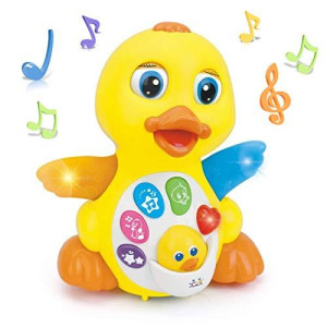 Woby Musical Duck Toy,Baby Preschool Educational Learning Toy with Music and Lights,Infant Light Up Dancing Toy for 1 Year Old Baby Toddler