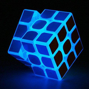 TANCH Blue Luminous Speed Cube 3x3x3 Glow in Dark Magic Cube Puzzle Toy