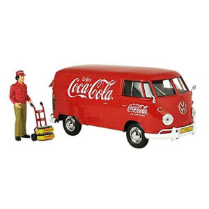 Coca-Cola 1963 Volkswagen T1 Cargo Van with Delivery Driver, Hand Cart Cases 1/24 by Motor City Classics 424062