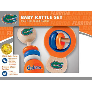 MasterPieces NCAA Florida Gators Real Wood Baby Rattles (2-Pack) Orange, 6" X 2.5" X 8"