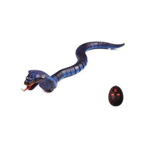 Shopline [Upgraded Version] 17" Remote Control Snake Toy, Chargeable Lifelike Realistic Remote Control Snake with Retractable Tongue and Swinging Tail for Kids Children Fun Entertainment (Blue)