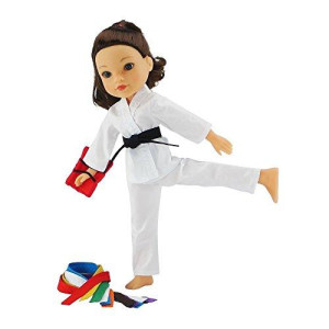 Emily Rose 14 Inch Doll Clothes Clothing Accessory | 12 PC 14" Doll Karate Outfit Gift Set with All 9 Color Belts Accessories! | Gift Boxed! | Fits Most 14" Hard-Bodied Dolls