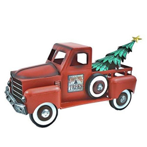Zaer Ltd. Metal Holiday Truck with a Removable Christmas Tree (Red)