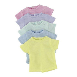 Emily Rose 14 Inch Doll Clothes Rainbow Pastels 5 Pack Doll T-Shirts Tees Value Gift Set - for Kids Girls Craft Activity | Gift Boxed! | Fits Most 14" Hard-Bodied Dolls