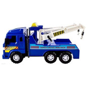 Big Daddy Police Wrecker Friction Powered Tow Truck with Two Tow Hooks