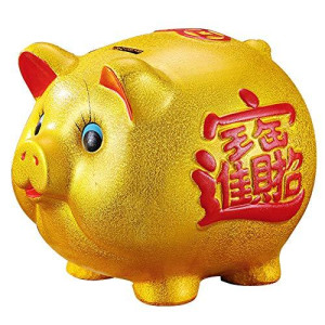 6 Gold Pig Lucky Porcelain Fortune Pig JOOSUP Money Box Piggy Bank