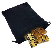 Domino Double Six 6 Gold Tiles with Spinners Tournament Professional Size in Black Elegant Velvet Bag