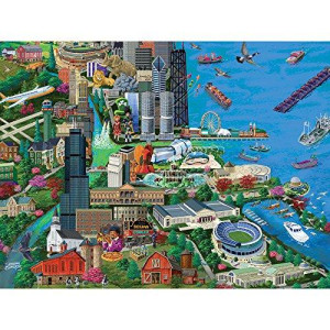 Bits and Pieces - 300 Piece Jigsaw Puzzle for Adults - Chicago City View - 300 pc Millennium Park Jigsaw by Artist Joseph Burgess
