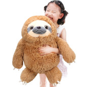 Winsterch Fluffy Sloth Stuffed Animal 20 Inches Stuffed Animal,Large Stuffed Animals Plush SlothToy,Big Birthday christmas Valentines gifts for Kids Boys girls,cute Stuffed Sloth Plushie Toy (Brown)
