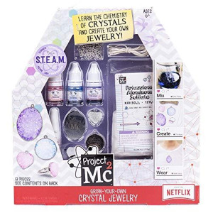 Project MC2 Grow Your Own Crystal Jewelry STEM Science Kit, at-Home STEM Kits for Kids Age 12 and Up, Crystal Experiments, DIY Crystal Jewelry