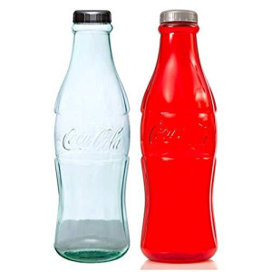 2 Pack Cola Bottle Bank for Saving & Storing Coins 2 Pack Coin Bank- Bundle Includes: 1 Clear & 1 Red 12 Inch Coin Bank. Great Piggy Bank Gift for Children Kids Adults Boys Girls Birthday Present