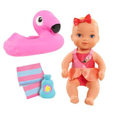 Waterbabies Doll Bathtime Fun, Flamingo, Water Filled Baby Doll Bath Toy and Accessories, by Just Play