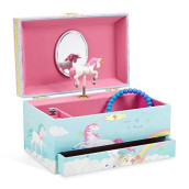 Jewelkeeper Girl's Musical Jewellery Storage Box with Pull-out Drawer, Rainbow Unicorn Design, The Unicorn Tune