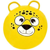 Hippity Hop Exercise Hopper Jump Balls with Animal Face and Two Handles for Kids (Yellow Bear)