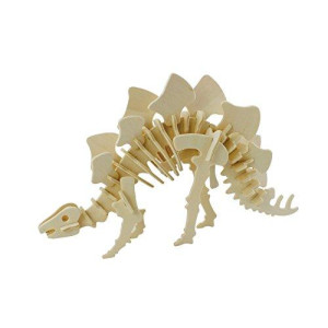 Hands Craft DIY 3D Wooden Puzzle - Assembly Stegosaurus Model Building Kit Brain Teaser Puzzles Educational STEM Toy Adults and Kids to Build Safe and Non-Toxic Easy Punch Out Premium Wood JP221