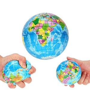 Koogel 16 PCS Globe Squeeze Balls, 3 Inch Earth Stress Relief Toys Foam Squeeze Balls Educational Stress Balls for Finger Exercise School Carnival Reward Party Bag Gift Stress Relief Toys