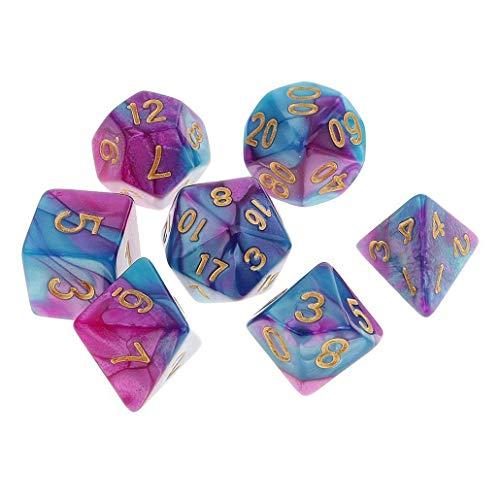 Yiotfandoll 7PCS Polyhedral Dice Two Colors 16mm D20 D12 D10 D8 D6 D4 for Dungeons and Dragons DND RPG MTG Table Games Purple Blue