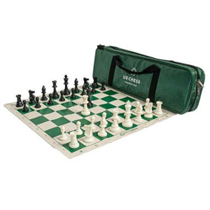 U.S. Chess Supreme Triple Weighted Chess Set Combo (Green)