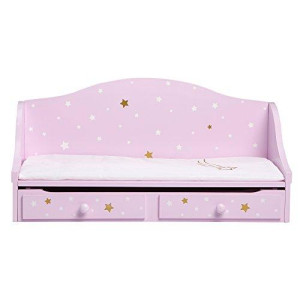 Olivias Little World - 18" Doll Wooden Furniture, Twinkle Stars Doll Trundle Bed, fits American Girls, Purple/Gold