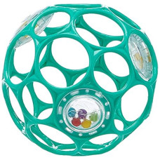 Bright Starts Oball Rattle Easy-Grasp Toy, Teal - 4", Ages Newborn Plus