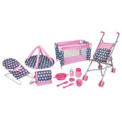 Lissi 5 Piece Doll Deluxe Nursery Play Set with 8 Accessories Role Toy