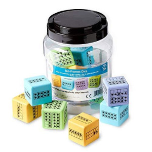 hand2mind Ten Frame Dice, Large Foam Dice for Classroom, Subitizing Dice, Math Manipulatives for Elementary School, Counting Toys for Toddlers, Educational Toys for Preschool Children (Set of 12)