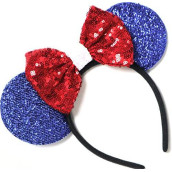 CL GIFT Patriotic Ears, America Mickey Ears, 4th of July American Minnie Ears, Stars and Strips Ears, July Fourth Headband