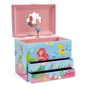 Jewelkeeper Mermaid Musical Jewelry Box, Underwater Design with Two Pullout Drawers, Over The Waves Tune