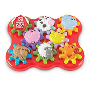 Learning Resources Build & Spin: Farm Friends, Fine Motor Toy, 17 Piece Set, Ages 2+