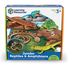 Learning Resources Jumbo Reptiles & Amphibians, Tortoise, Gecko, Snake, Iguana, and Tree Frog, 5 Animals, Ages 3+