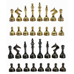 StonKraft Collector Edition Brass Chess Pieces Pawns Chessmen Chess Coins Figurine Pieces (2.5" Sleek)